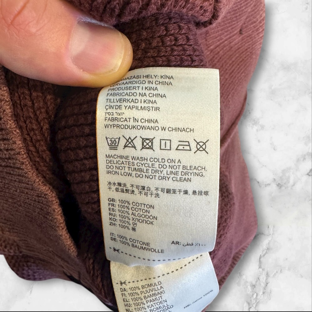 Superdry Men's Textured Knit Crew Neck Pullover Sweater Burgundy Sz M rolled - Picture 8 of 11